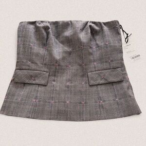 Worth New York wool dark academia strapless plaid chic preppy workwear top sz 8